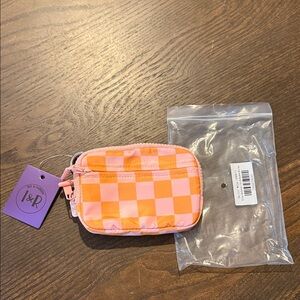 Iris and Rainbow Pink and Orange Checkered Wallet NWT